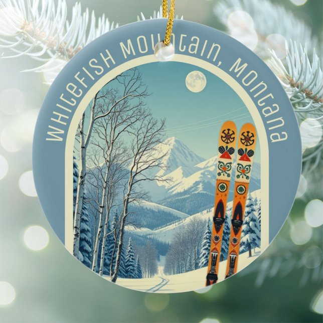 Adorno De Cerámica Whitefish Mountain Montana ski souvenir  (Subido por el creador)