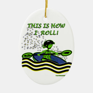 Adorno De Cerámica Whitewater Kayak Roll