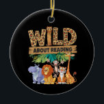 Adorno De Cerámica Wild About Reading Leopard Print Cute Zoo Animal<br><div class="desc">Fun and stylish “Wild About Reading” leopard print design for book lovers and animal fans. Perfect for teachers,  students,  librarians,  kids,  and anyone who loves reading and cute zoo animals. A great gift idea for reading enthusiasts,  school,  library events,  and bookworms.</div>