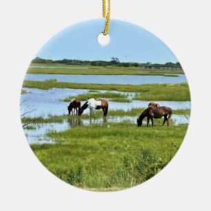 Adorno De Cerámica Wild Horses of Assateague