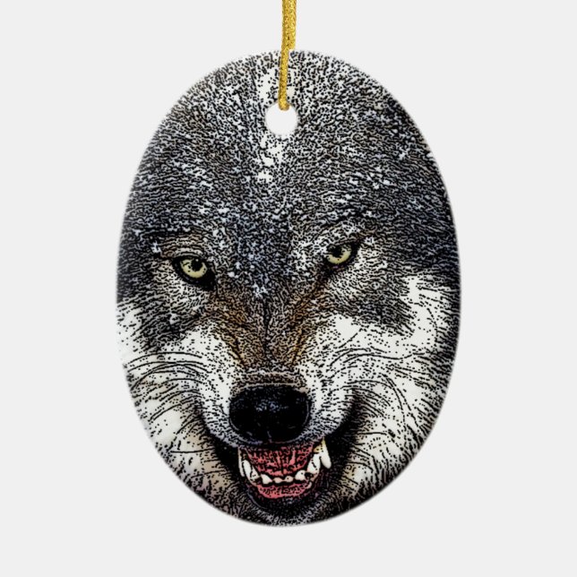 Adorno De Cerámica Wild Wolf (Frente)