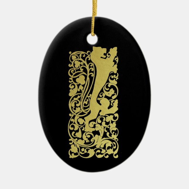 Adorno De Cerámica Will Bradley Heraldic Lion (Frente)