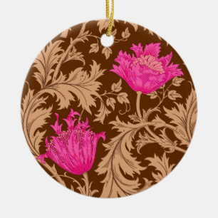 Adorno De Cerámica William Morris Anemone, Brown y Fuchsia Pink