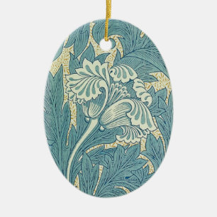 Adorno De Cerámica William Morris Clásico Tulipán Azul Floral