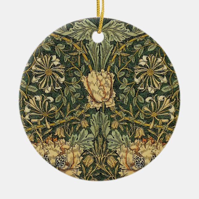 Adorno De Cerámica William Morris Honeysuckle Green Floral (Frente)