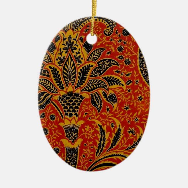 Adorno De Cerámica William Morris India Red Floral (Frente)