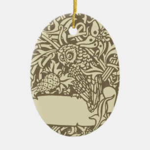 Adorno De Cerámica William Morris Owl Floral Vintage Design