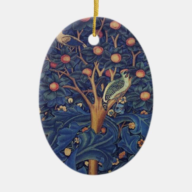 Adorno De Cerámica William Morris Woodpecker Tapestry Arts & Crafts (Frente)
