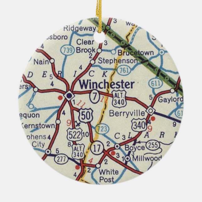 Adorno De Cerámica Winchester VA Vintage Map (Atrás)
