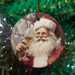 Adorno De Cerámica Wine Loving Santa Claus<br><div class="desc">Este diseño puede ser personalizado en el área proporcionada cambiando la foto y/o el texto. O puede personalizarse haciendo clic en Personalizar esta plantilla y, a continuación, eligiendo la opción de hacer clic en el personalizar y eliminando o cambiando el color del fondo, agregando texto, cambiando el color o estilo...</div>