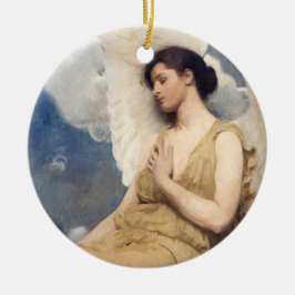 Adorno De Cerámica Winged angel figure sleeping dreaming on clouds