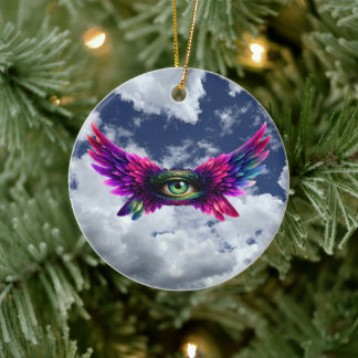Adorno De Cerámica Winged Protection Eye – Round Intention Keychain