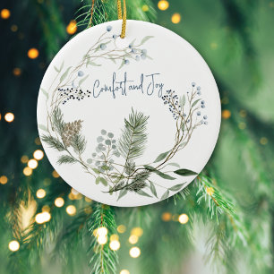 Adorno De Cerámica Winter Berry Wreath