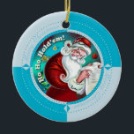 Adorno De Cerámica Winter Blue Ho Hold'Em<br><div class="desc">Ya sea que tengas un árbol de Navidad en tu habitación de póquer o que te guste el pensamiento de los chips de póquer colgando de tu árbol,  puedes añadir algo de diversión a tu decoración de vacaciones con estos adornos inspirados en fichas de póquer!</div>