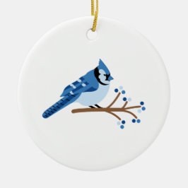 Adorno De Cerámica Winter Blue Jay