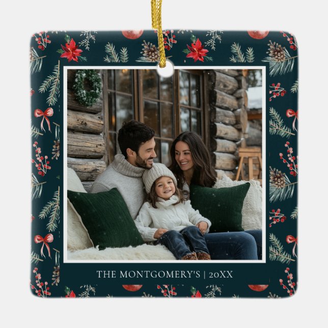 Adorno De Cerámica Winter Botanicals | Elegant Photo Christmas (Anverso)