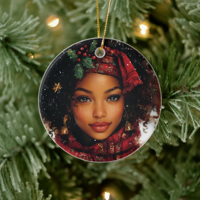 Adorno De Cerámica Winter Glow Afrocentric Queen – Holiday Art (Árbol)