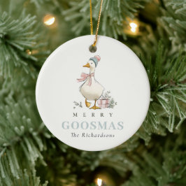 Adorno De Cerámica Winter Goose Christmas Funny Merry Goosmas Photo