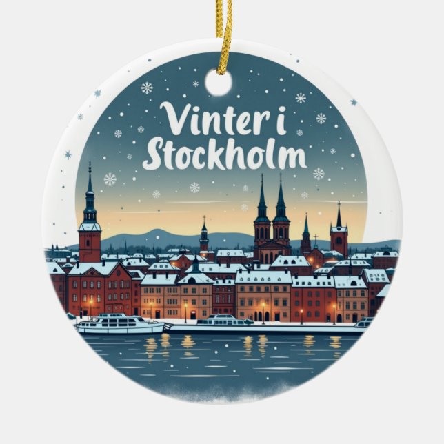 Adorno De Cerámica Winter in Stockholm Christmas Ornament (Frente)