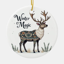 Adorno De Cerámica Winter Magic Reindeer Ornament