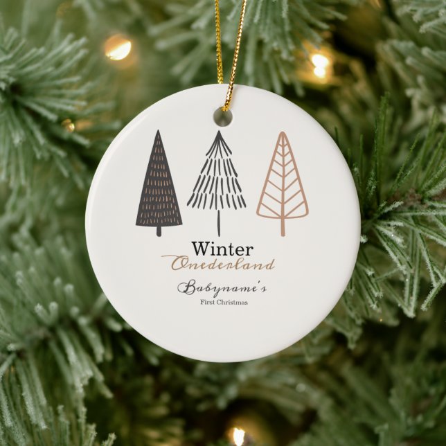 Adorno De Cerámica Winter Onederland Primer Boho de Navidad Minimalis (Árbol)