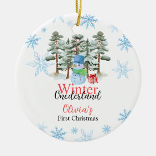 Adorno De Cerámica Winter Onederland Primer muñeco de nieve navideño