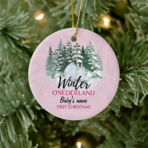 Adorno De Cerámica Winter Onederland Primer pingüino nevado de Navida