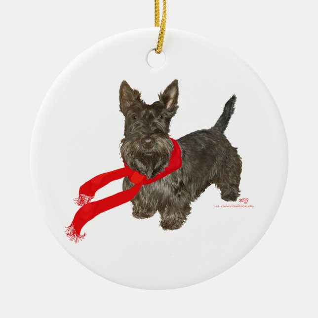 Adorno De Cerámica Winter Scottie en Wam Scarf (Frente)
