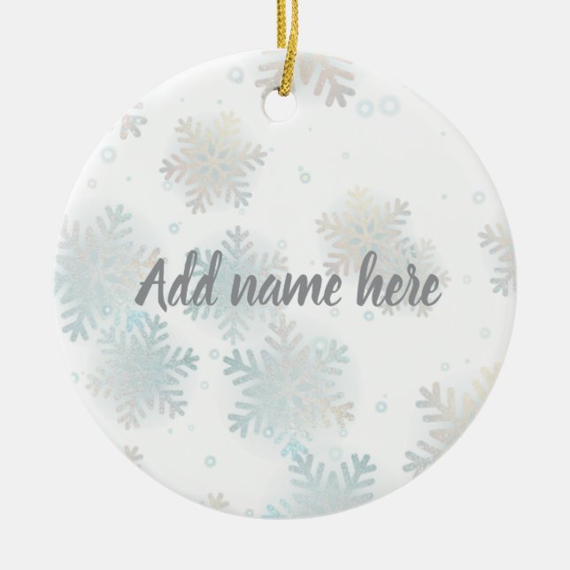 Adorno De Cerámica Winter Sparkle Ornament - Add Your Name (Frente)