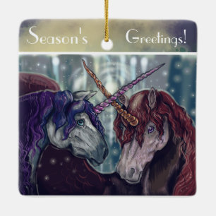 Adorno De Cerámica Winter Wildberry Unicorns