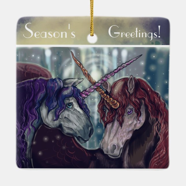 Adorno De Cerámica Winter Wildberry Unicorns (Reverso)