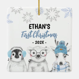 Adorno De Cerámica Winter Wonderland Boy First Christmas