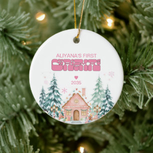 Adorno De Cerámica Winter Wonderland Primer Personalizado de Navidad