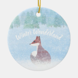 Adorno De Cerámica Winter Wonderland Scene with Fox