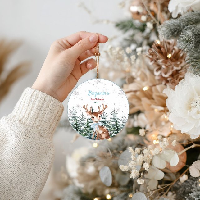 Adorno De Cerámica Winter Woodland Animal Baby First birthday  (Subido por el creador)