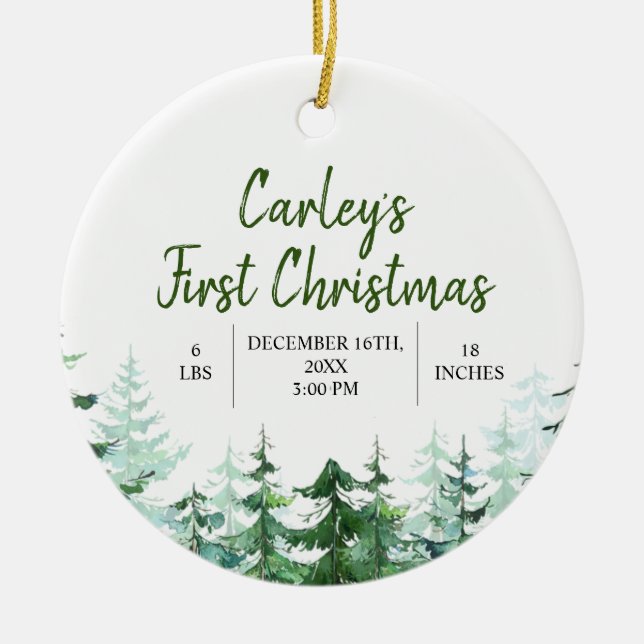 Adorno De Cerámica Winter Woodland First Christmas (Frente)