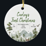 Adorno De Cerámica Winter Woodland First Christmas Pine Tree<br><div class="desc">Winter Woodland First Christmas Pine Tree Ceramic Ornamet</div>
