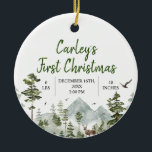 Adorno De Cerámica Winter Woodland First Christmas Pine Tree<br><div class="desc">Winter Woodland First Christmas Pine Tree Ceramic Ornamet</div>