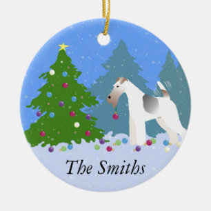 Adorno De Cerámica Wire Fox Terrier Decorando Árbol de Navidad - Bosq