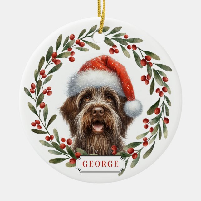 Adorno De Cerámica Wirehaired Pointing Griffon Dog Ceramic Ornament (Frente)