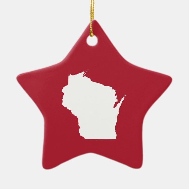 Adorno De Cerámica Wisconsin rojo y blanco (Frente)