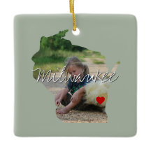 Wisconsin State Photo Insert y nombre de ciudad