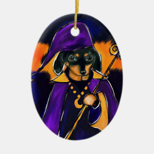 ADORNO DE CERÁMICA WIZARD DACHSHUND