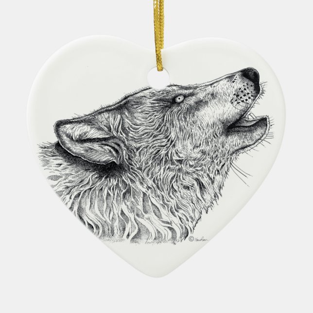 Adorno De Cerámica Wolf Love (Frente)