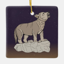 Adorno De Cerámica Wolf Pup Howling