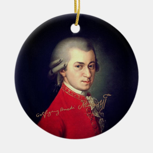 Adorno De Cerámica Wolfgang Amadeus Mozart con firma (Frente)