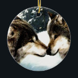 Adorno De Cerámica Wolves Wolf Snow Winter Snow Snow Pareja Amor<br><div class="desc"></div>