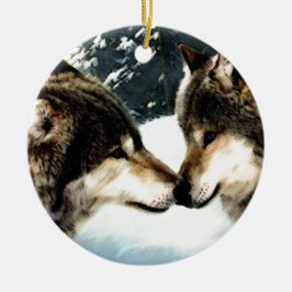 Adorno De Cerámica Wolves Wolf Snow Winter Snow Snow Pareja Amor