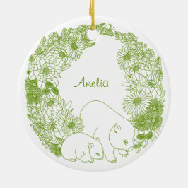 Adorno De Cerámica Wombat de Navidad Verde Personalizado