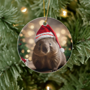 Adorno De Cerámica "Wombat Wonderland: Una noche de Navidades acogedo